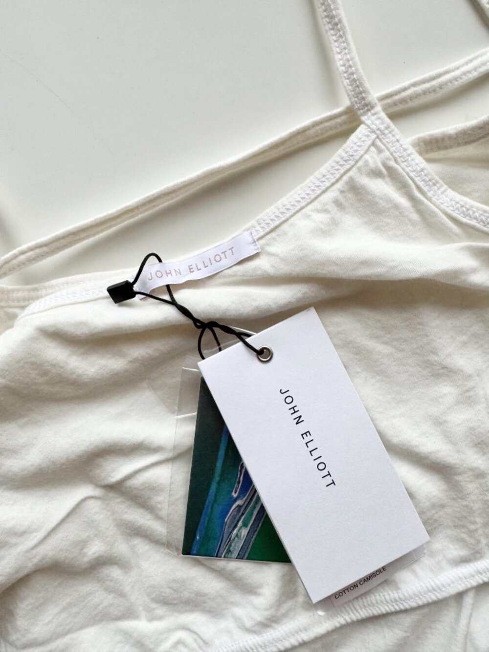 NWT JOHN ELLIOTT White Cotton Jersey Scoop Neck Strap Camisole Tank, Size 1/S - Picture 11 of 14